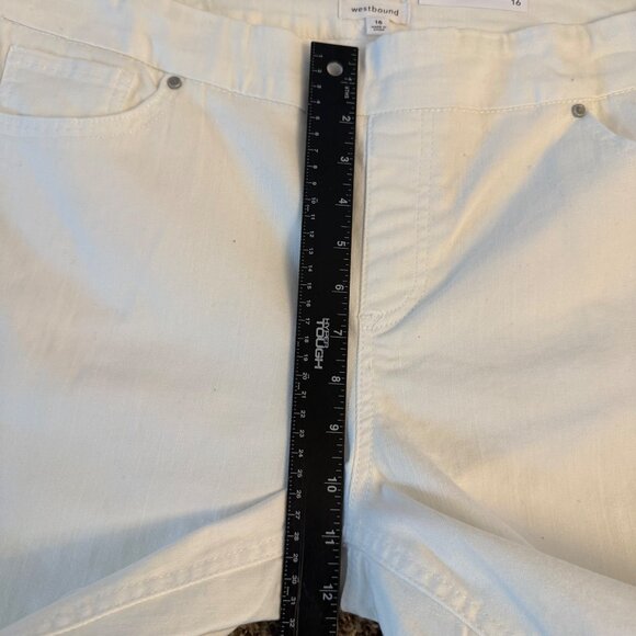 Westbound Skinny Crop Pants Size 16 High Rise White Stretch Tummy Control Slimmi - Picture 11 of 15